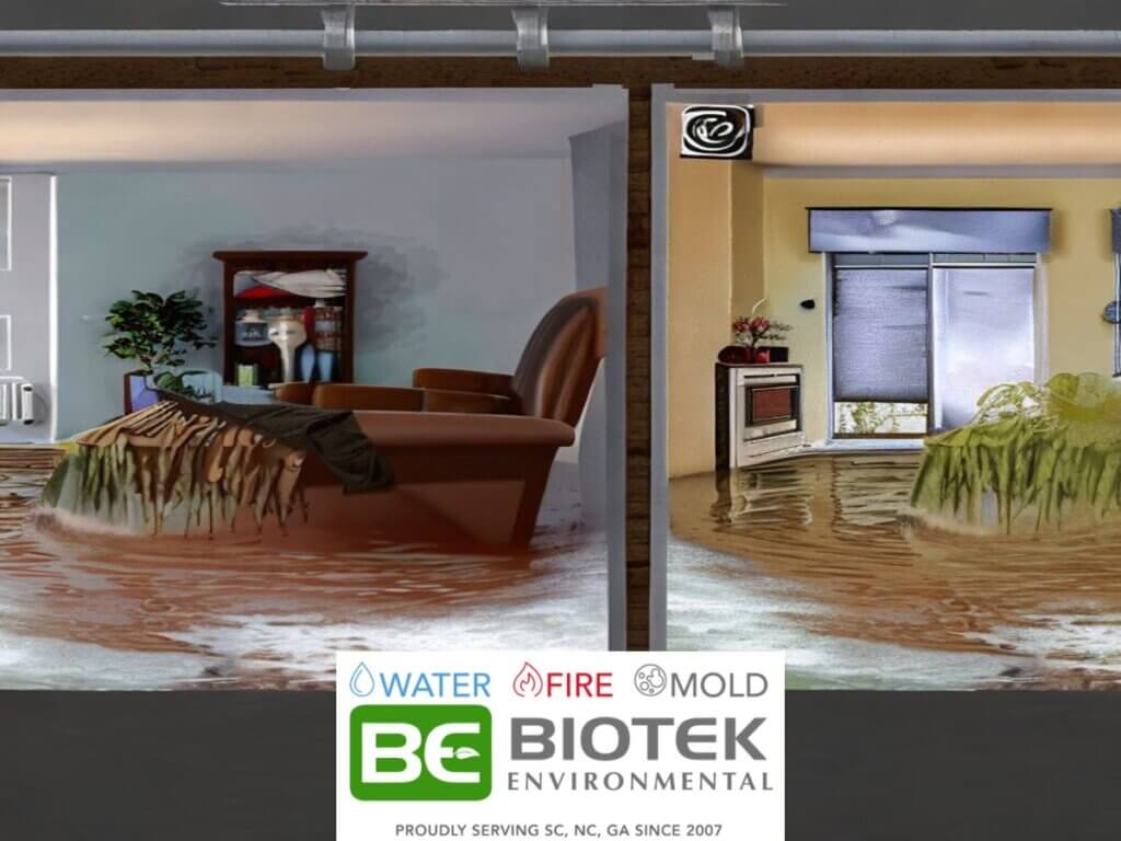 Computer generated image depicting potential water damage dangers