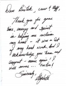 A letter of thank you from a satisfied customer