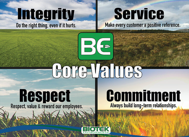 Biotek Environmental's 4 core values
