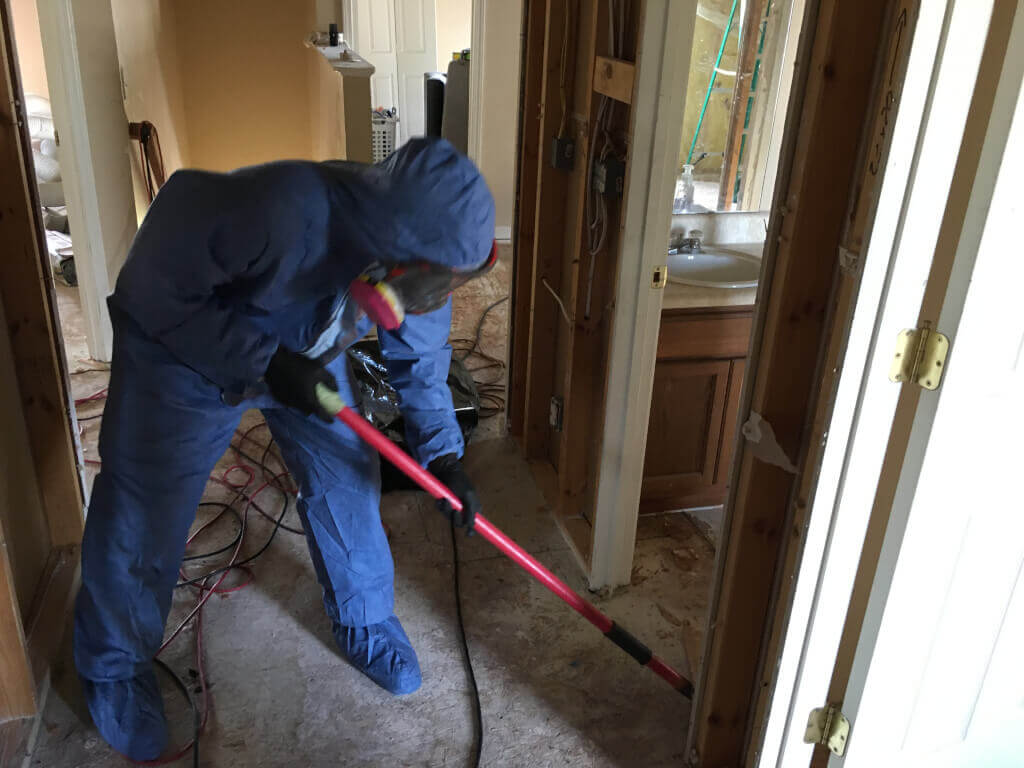 Mold Removal Technician in Hazmat Suit