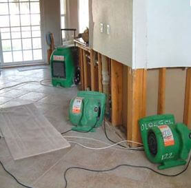 water-damage-fans to dry home and to prevent mold growth