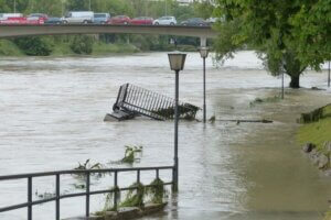 flooded streets due to natural disaster