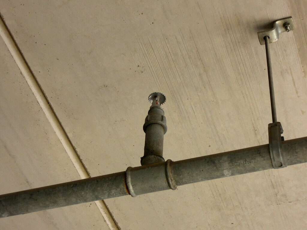 fire sprinkler in a warehouse