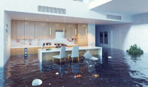Home water damage - flooded kitchen